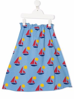 Weekend House Kids. boat-print A-line skirt - Blue