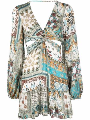 Anjuna Eliza patchwork-print mini dress - Neutrals