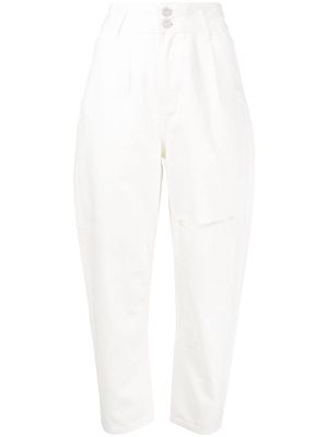 tout a coup pleat-detail high waist jeans - White