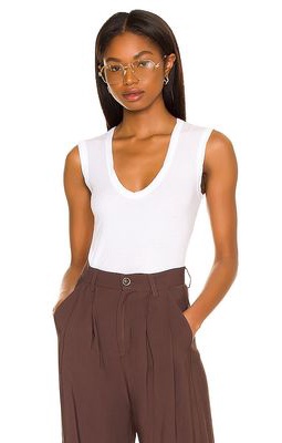 Velvet by Graham & Spencer Estina Gauzy Whisper Scoop Neck Tank in White