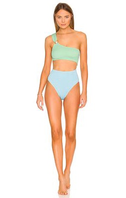 Cleonie Scallop Maillot One Piece in Baby Blue.