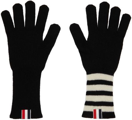 Thom Browne Black Cashmere 4-Bar Gloves