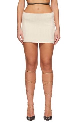 Danielle Guizio Off-White Wool Mini Skirt