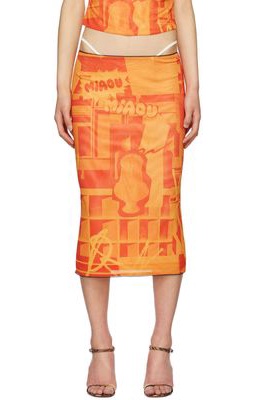 Miaou Orange Moni Midi Skirt