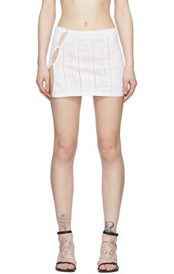 1XBLUE SSENSE Exclusive White Cotton Mini Skirt