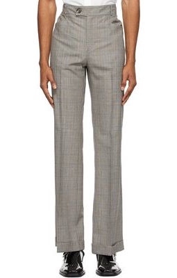Ernest W. Baker Grey & Brown Houndstooth Flare Trousers