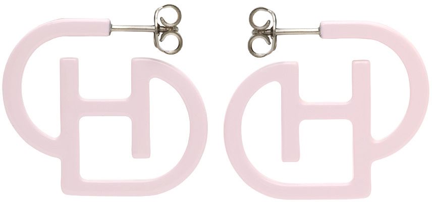 D'heygere Pink Logo Hoop Earrings