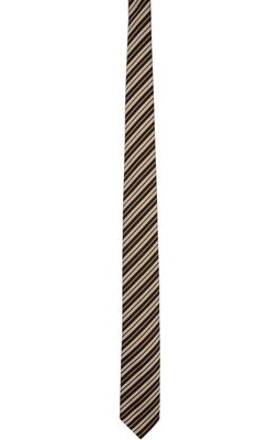 Dries Van Noten Tan Stripe Silk Tie