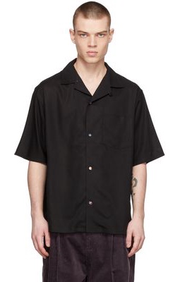 4SDESIGNS Black Rayon Short Sleeve Shirt