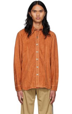 Wales Bonner Orange Leather Jacket