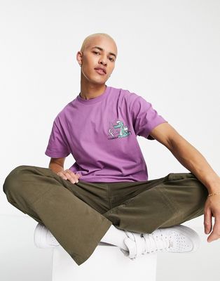 Crooked Tongues T-shirt with Catch of the Day print in purple