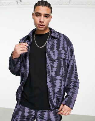 Topman lightweight jacket in black and navy print - part of a set