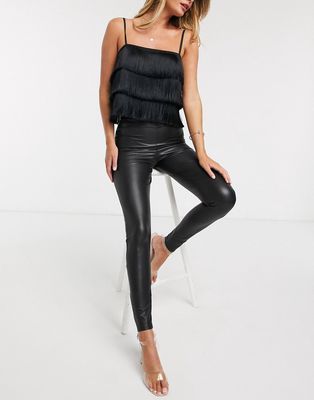 Miss Selfridge faux leather legging in black