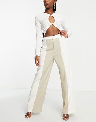 4th & Reckless panel color block pants in beige - part of a set-Neutral