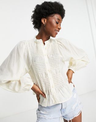 Urban Revivo shirred detail shirt in white