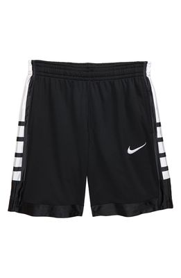 NIKE Kids' Dri-FIT Elite Athletic Shorts in Black/White