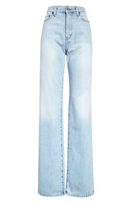 Saint Laurent Janice High Waist Straight Leg Jeans in Clear Sky Blue