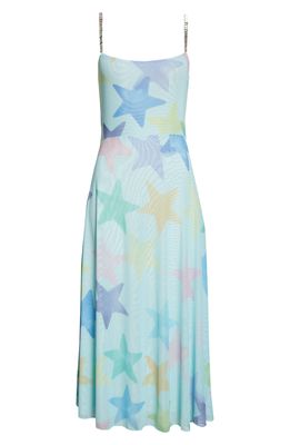 Collina Strada Market Star Print Crystal Embellished Midi Dress