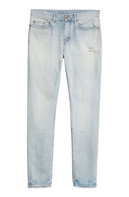 Saint Laurent Men's D02 Distressed Skinny Jeans in 4998 - Light Fall Blue