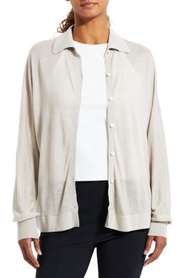 Theory Relaxed Fit Linen Blend Shirt in Faded Oat