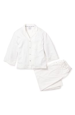 Petite Plume Luxe Pima Cotton Wide Leg Pajamas in White