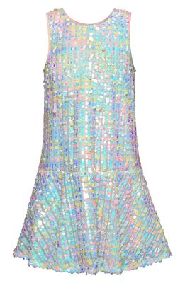 Hannah Banana Kids' Sequin Drop Waist Dress in Blue Multi