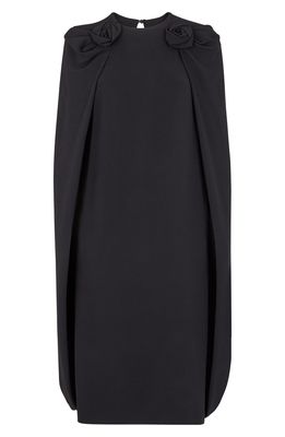 Fendi Rosette Detail Cady Cape Dress in Black