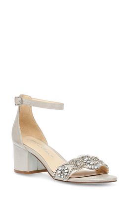 Betsey Johnson Crystal Embellished Block Heel Sandal in Silver