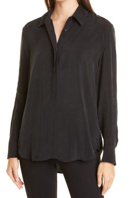 AG Shiela Button-Up Cupro Shirt in True Black