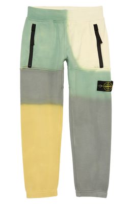Stone Island Kids' Logo Patch Airbrush Cotton Sweatpants in Yellow