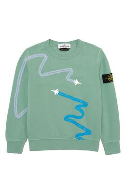 Stone Island Kids' Plane Graphic Sweatshirt in Light Green