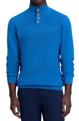 Bugatchi Textured Mock Neck Cotton Sweater in Classic Blue