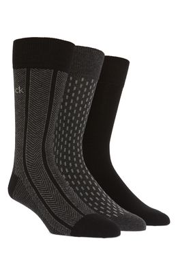 Calvin Klein 3-Pack Cotton Blend Socks in Graphite /Black/Charcoal