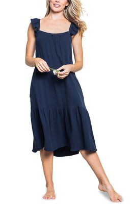 Petite Plume Celeste Cotton Gauze Nightgown in Navy