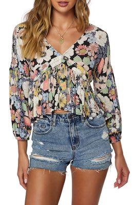 O'Neill Mary Floral Peplum Top in Black