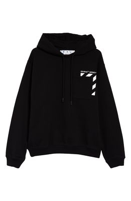 Off-White Logo Cotton French Terry Hoodie in Black White
