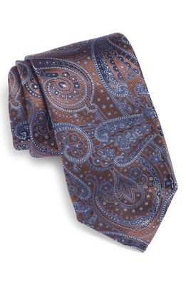 Canali Paisley Silk Tie in Brown