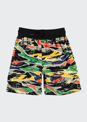 Boy's Camo-Print Jogger Shorts, Size 3-7