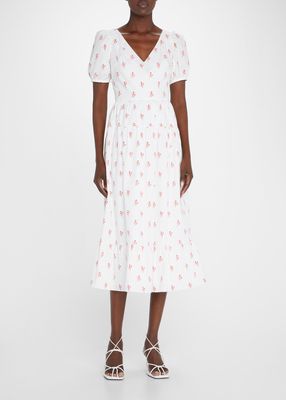 Caroline Geometric-Print Midi Dress
