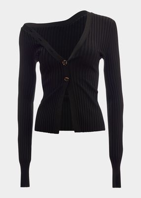 Off-The-Shoulder Rib Cardigan