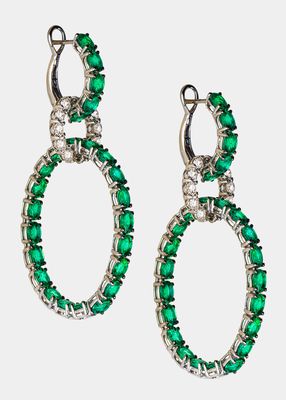 White Gold Diamond and Emerald Earrings from Hoops Collection