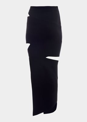 Asymmetric Cutout Side-Slit Maxi Skirt