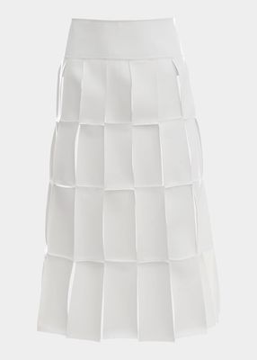 Layered Rectangle Cutout Vegan Leather Midi Skirt