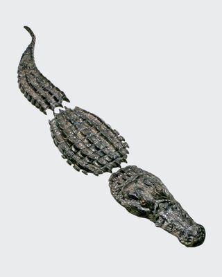 Large Three-Piece Bronze Crocodile Sculpture