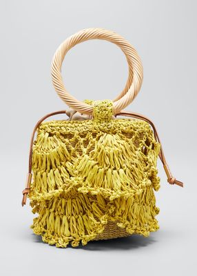 Panuela Mini Crochet Raffia Bucket Bag