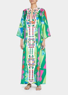Lauren Geometric-Print Silk Dress