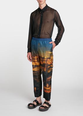 Men's Parkino Sunset-Print Pants