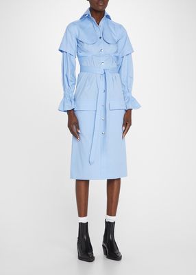 Bustier Belted Midi Utility Shirtdress