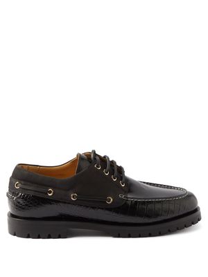 Paul Smith - Jago Crocodile-effect Leather Deck Shoes - Mens - Black