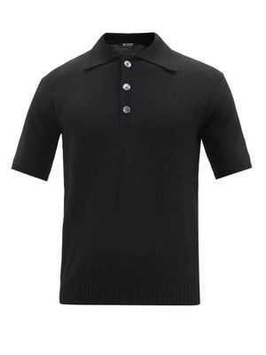 Raf Simons - Knitted Wool Polo Shirt - Mens - Black